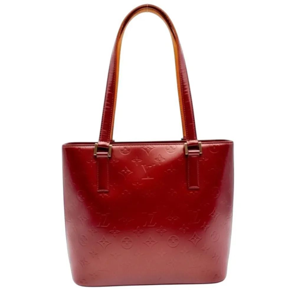 Auth Louis Vuitton Stockton Violette Embossed Monogram Matte Leather Tote Bag